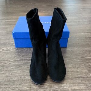 Stuart Weitzman Margot 75 Stretch Ankle Boots In Black Suede Boots